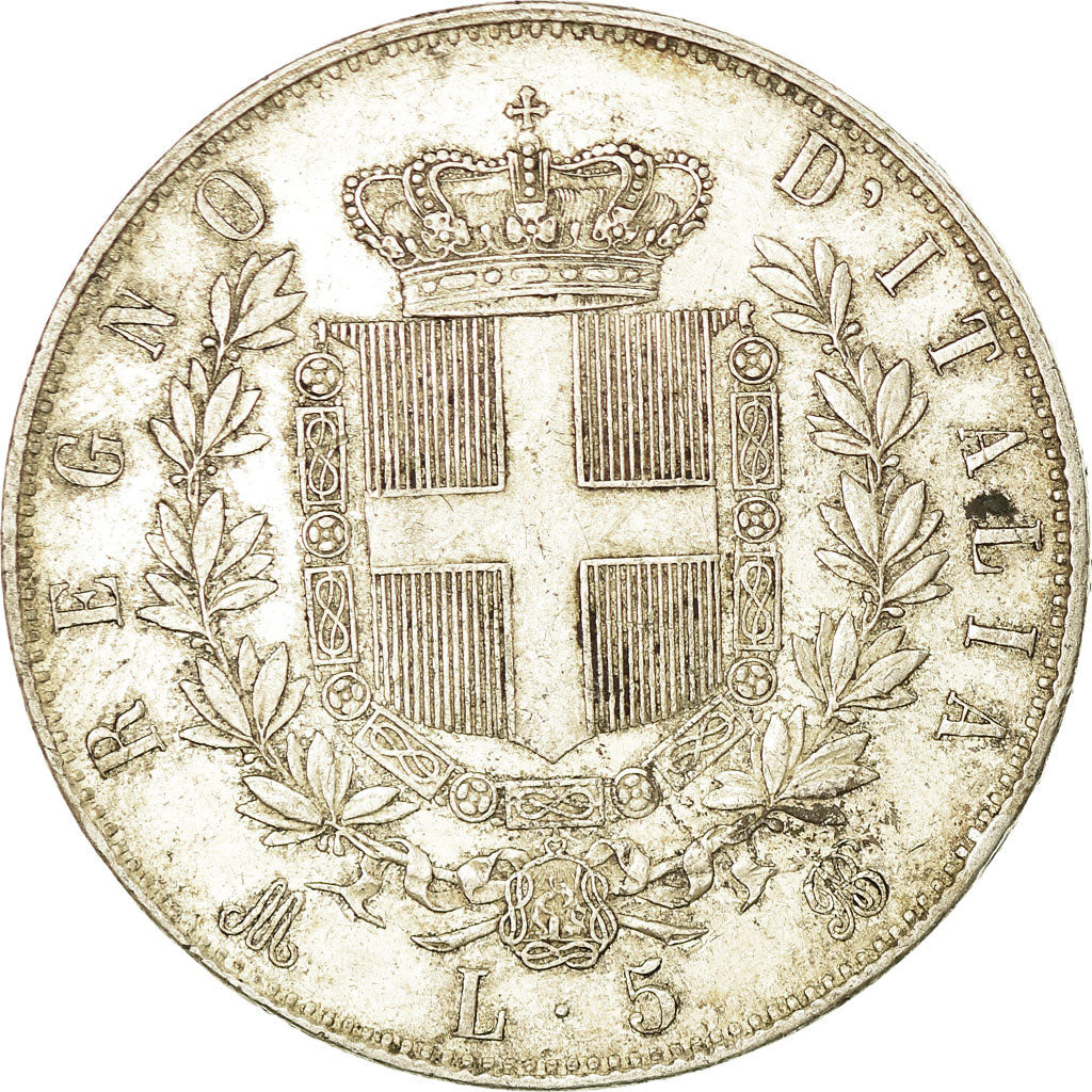 Coin, Italy, Vittorio Emanuele II, 5 Lire, 1875, Milan, EF(40-45), Silver