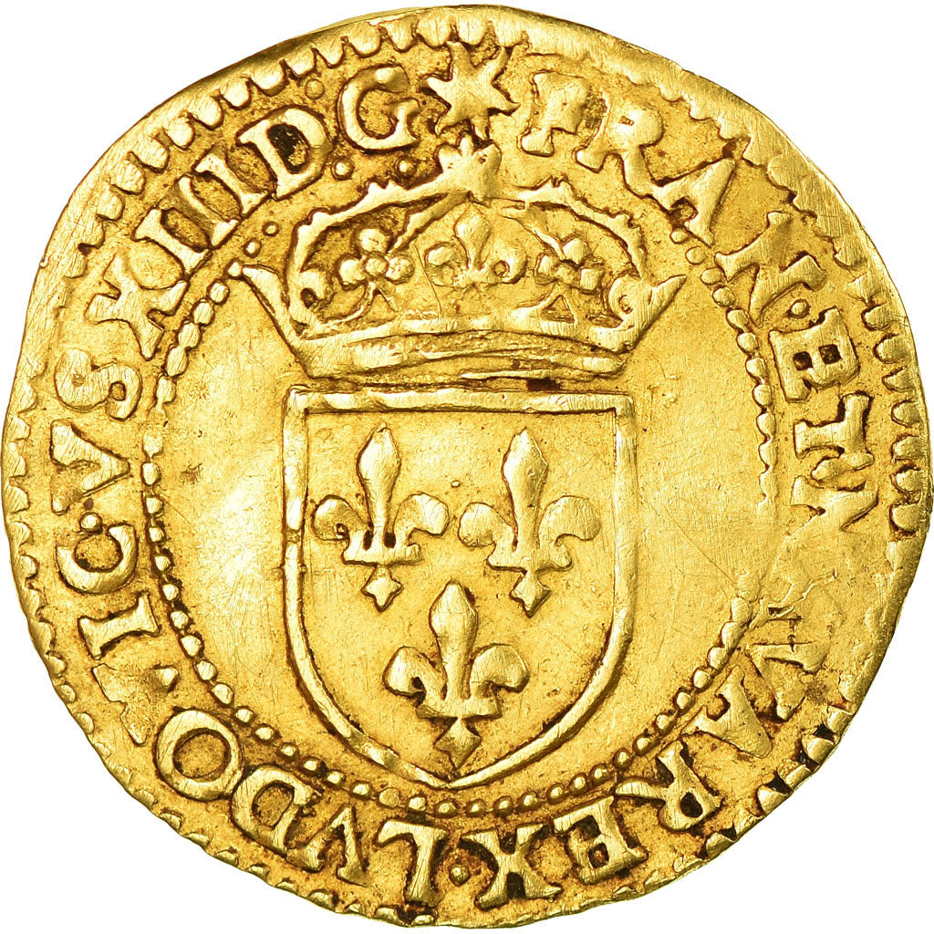 Munten, Frankrijk, Louis XIII, Ecu d'or au soleil, Ecu d'or, 1615, Rouen, ZF+