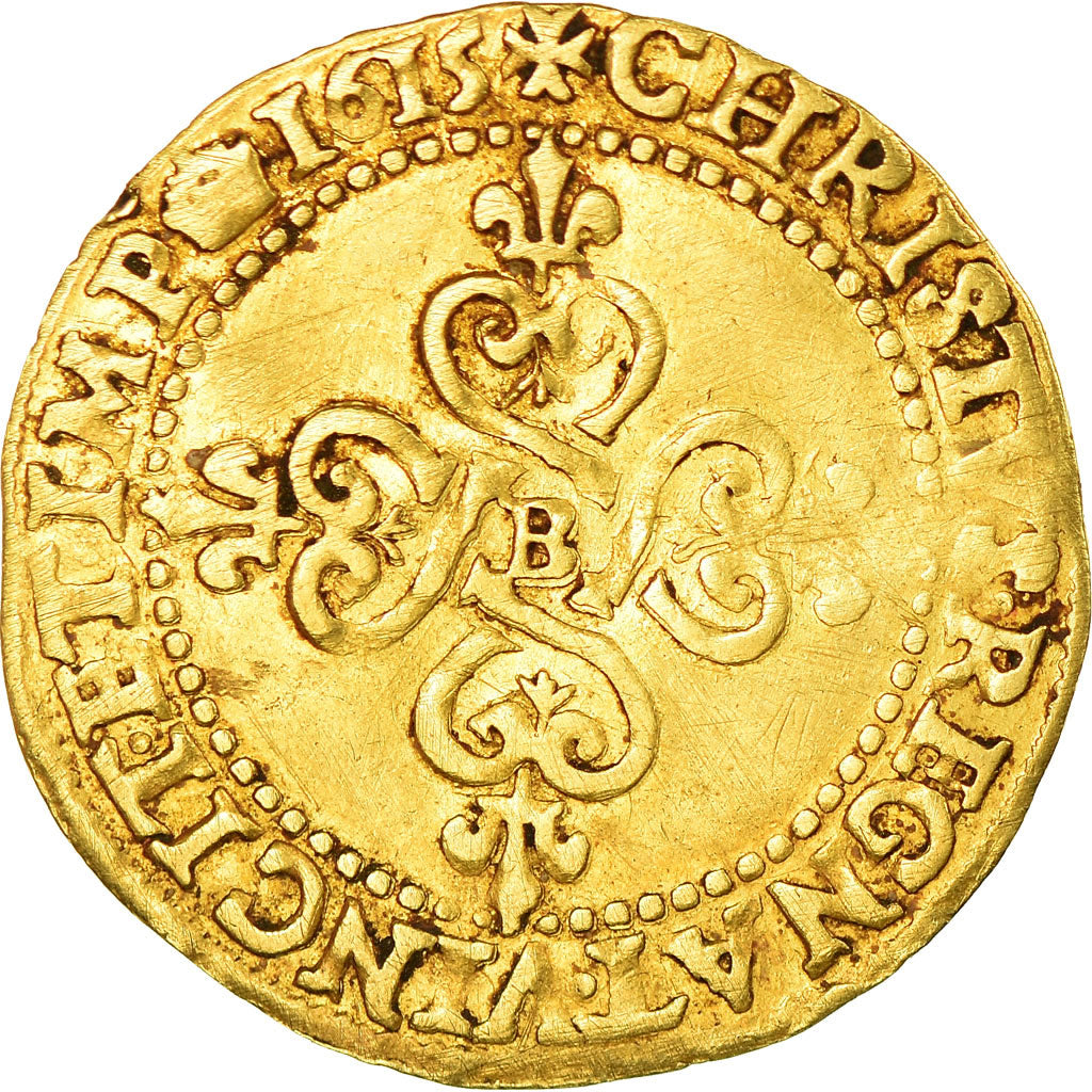 Munten, Frankrijk, Louis XIII, Ecu d'or au soleil, Ecu d'or, 1615, Rouen, ZF+