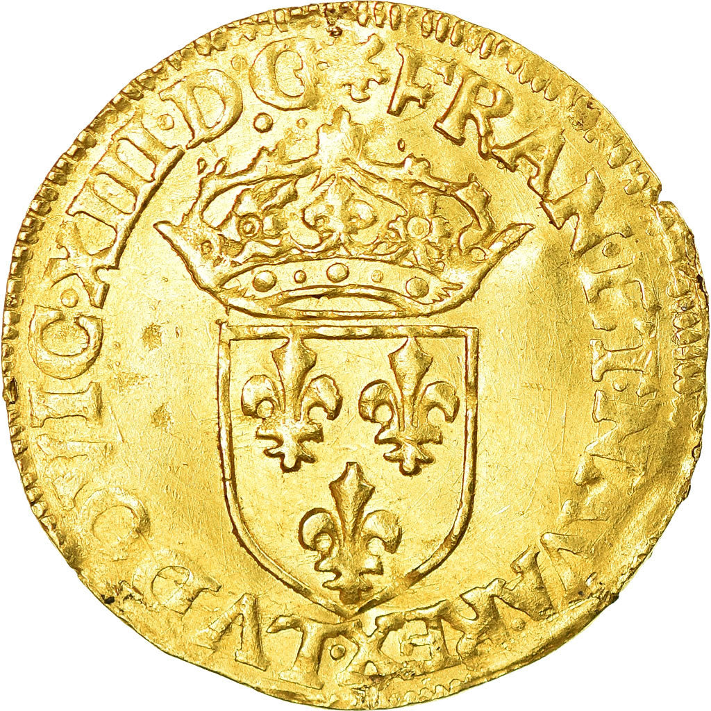 Moneta, Francja, Louis XIII, Ecu d'or au soleil, Ecu d'or, 1617, Rouen
