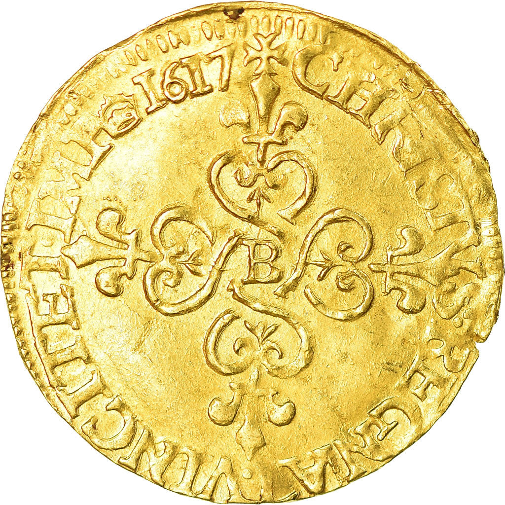 Moneta, Francja, Louis XIII, Ecu d'or au soleil, Ecu d'or, 1617, Rouen