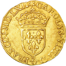 Moneta, Francja, Charles IX, Ecu d'or, 1562, Bordeaux, AU(55-58), Złoto