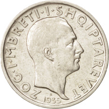 Albania, Zog I, Frang Ar, 1935, Rome, Silver, KM:16