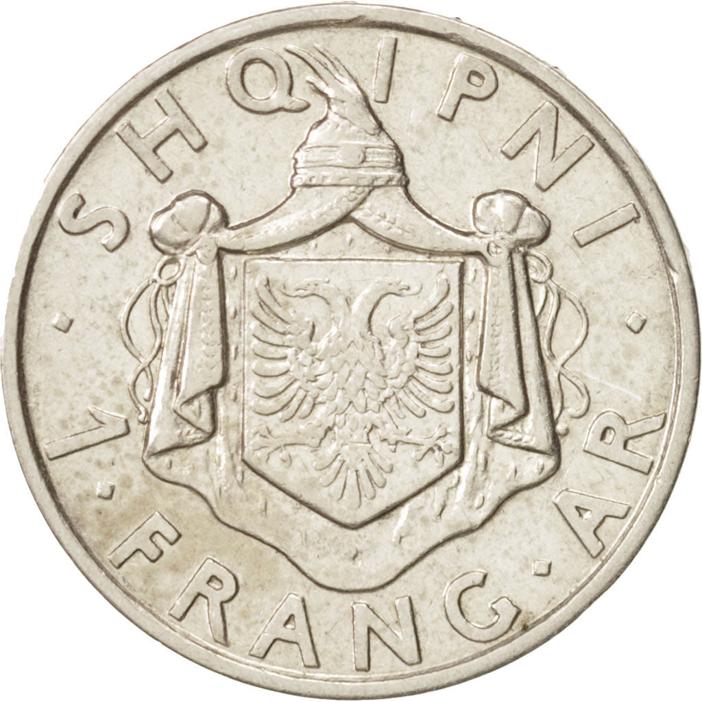 Albania, Zog I, Frang Ar, 1935, Rome, Silver, KM:16