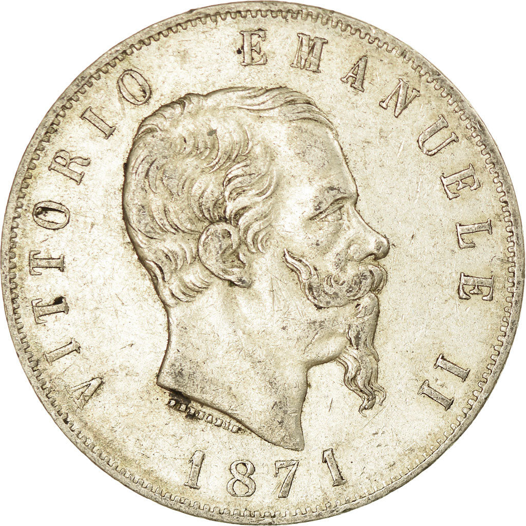 Monnaie, Italie, Vittorio Emanuele II, 5 Lire, 1871, Milan, TTB, Argent, KM:8.3
