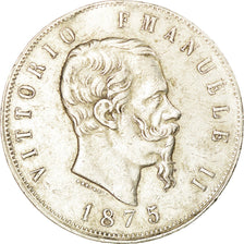 Munten, Italië, Vittorio Emanuele II, 5 Lire, 1875, Milan, ZF, Zilver, KM:8.3