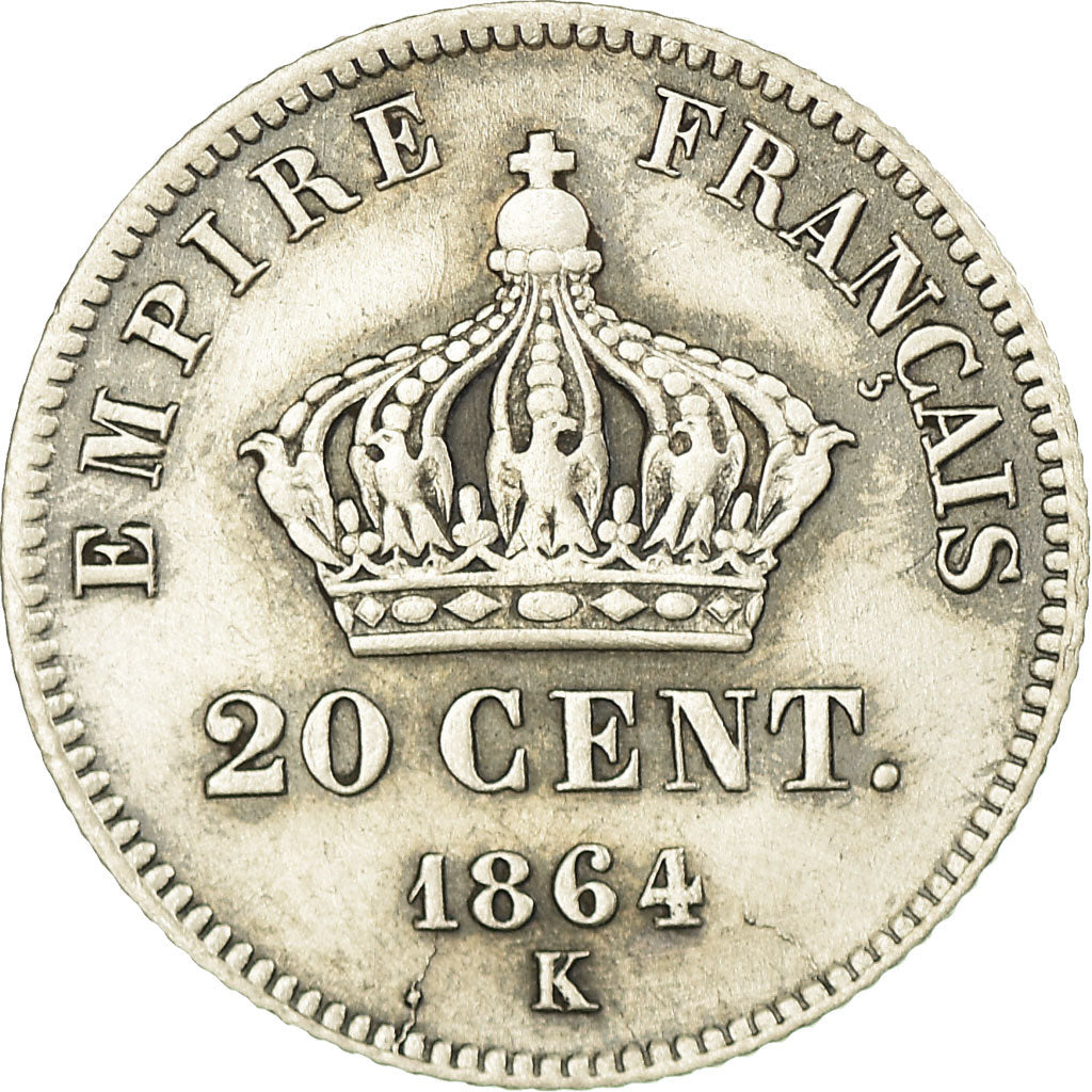 Moneta, Francia, Napoleon III, Napoléon III, 20 Centimes, 1864, Bordeaux, BB