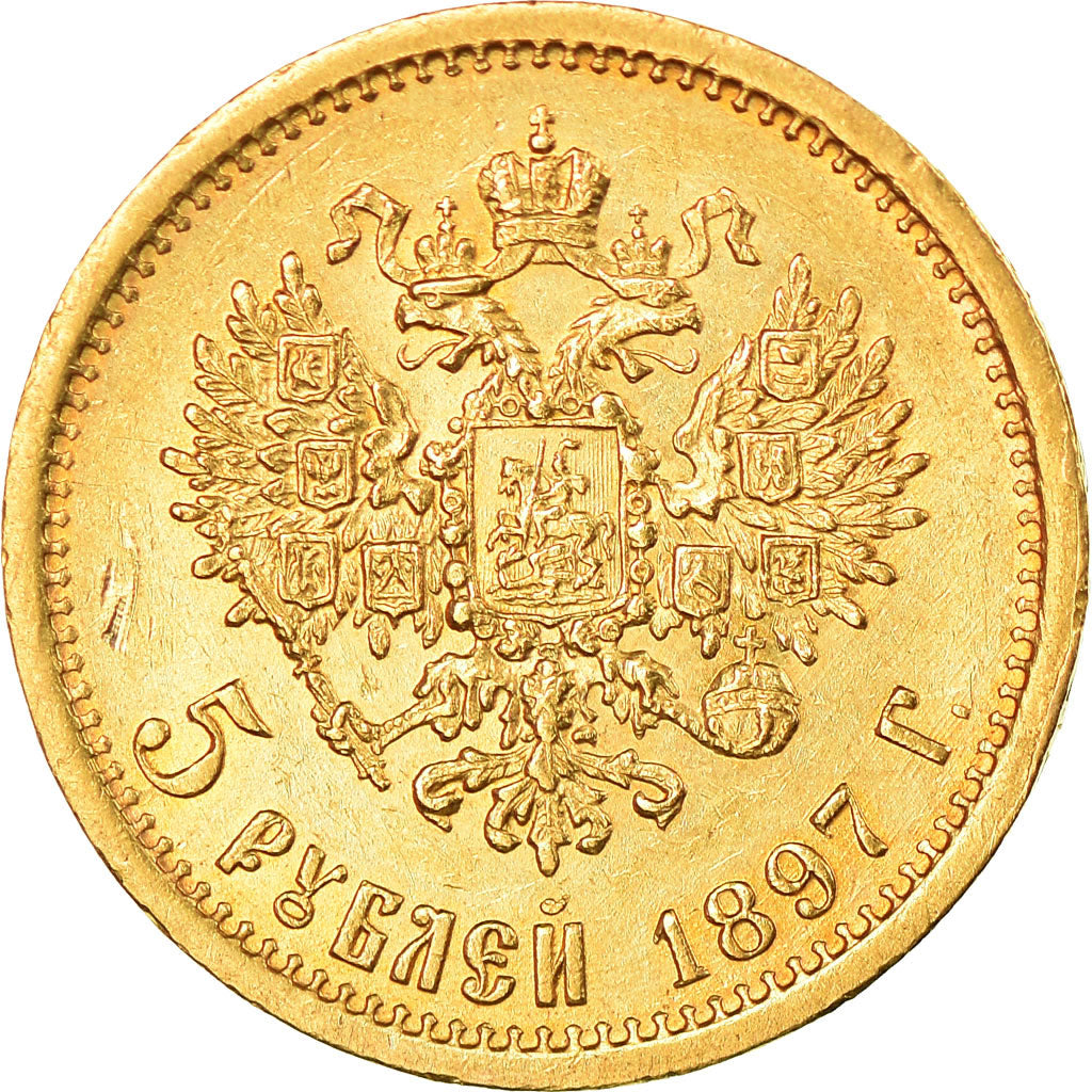 Monnaie, Russie, Nicholas II, 5 Roubles, 1897, St. Petersburg, TTB, Or, KM:62