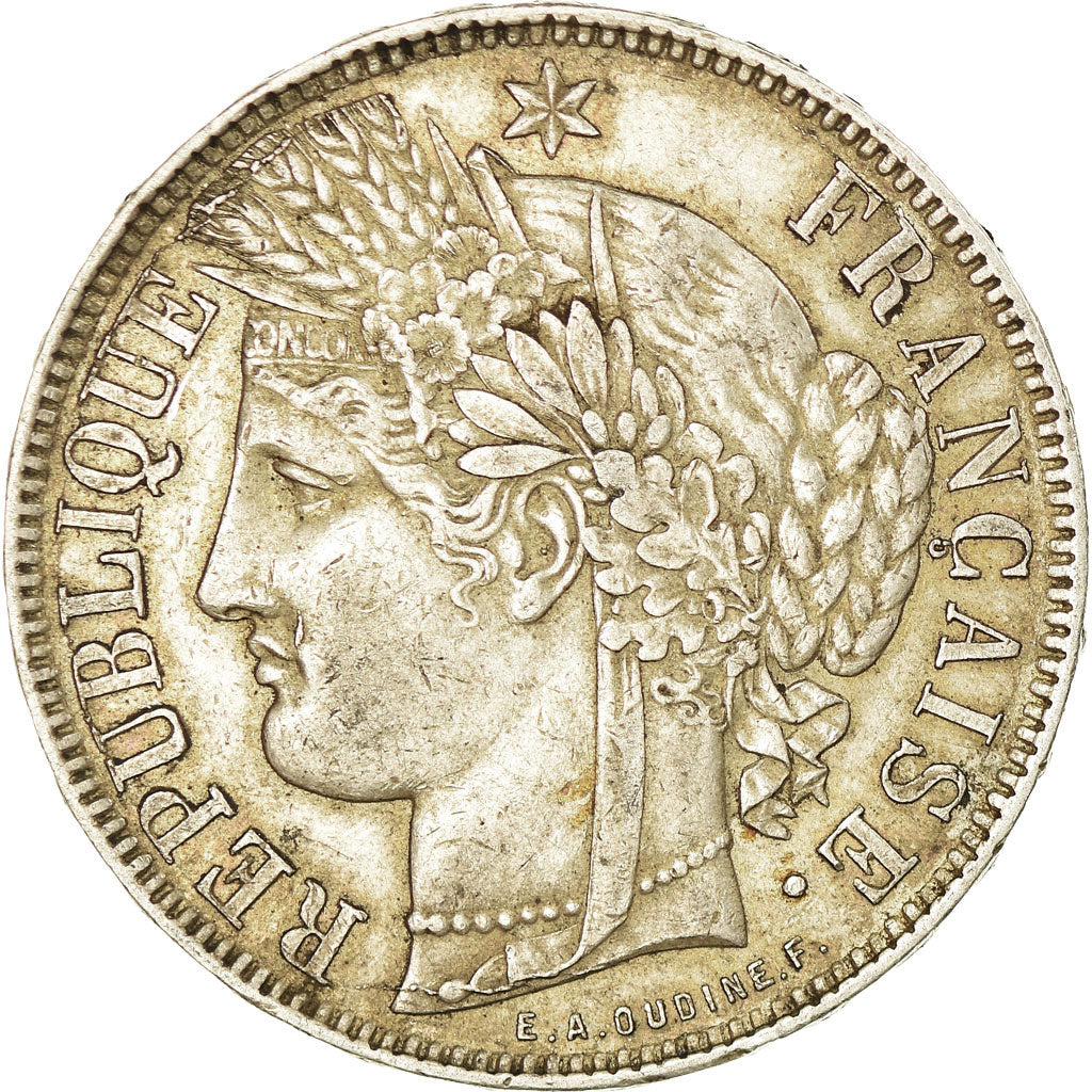 Coin, France, Cérès, 5 Francs, 1871, Bordeaux, EF(40-45), Silver, KM:818.2