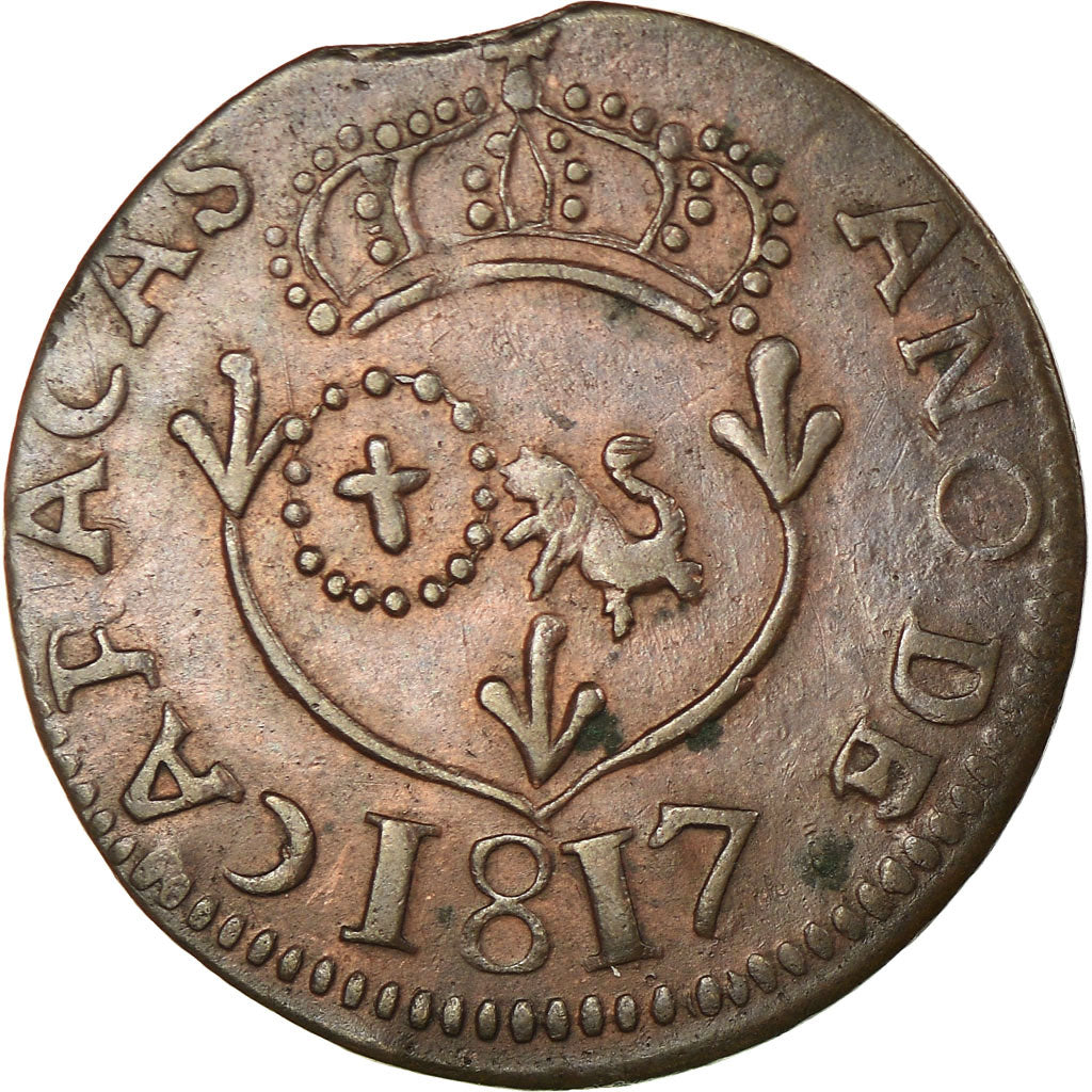 Monnaie, Venezuela, CARACAS, Ferdinand VII, 1/4 Réal, 1817, Caracas, TTB+
