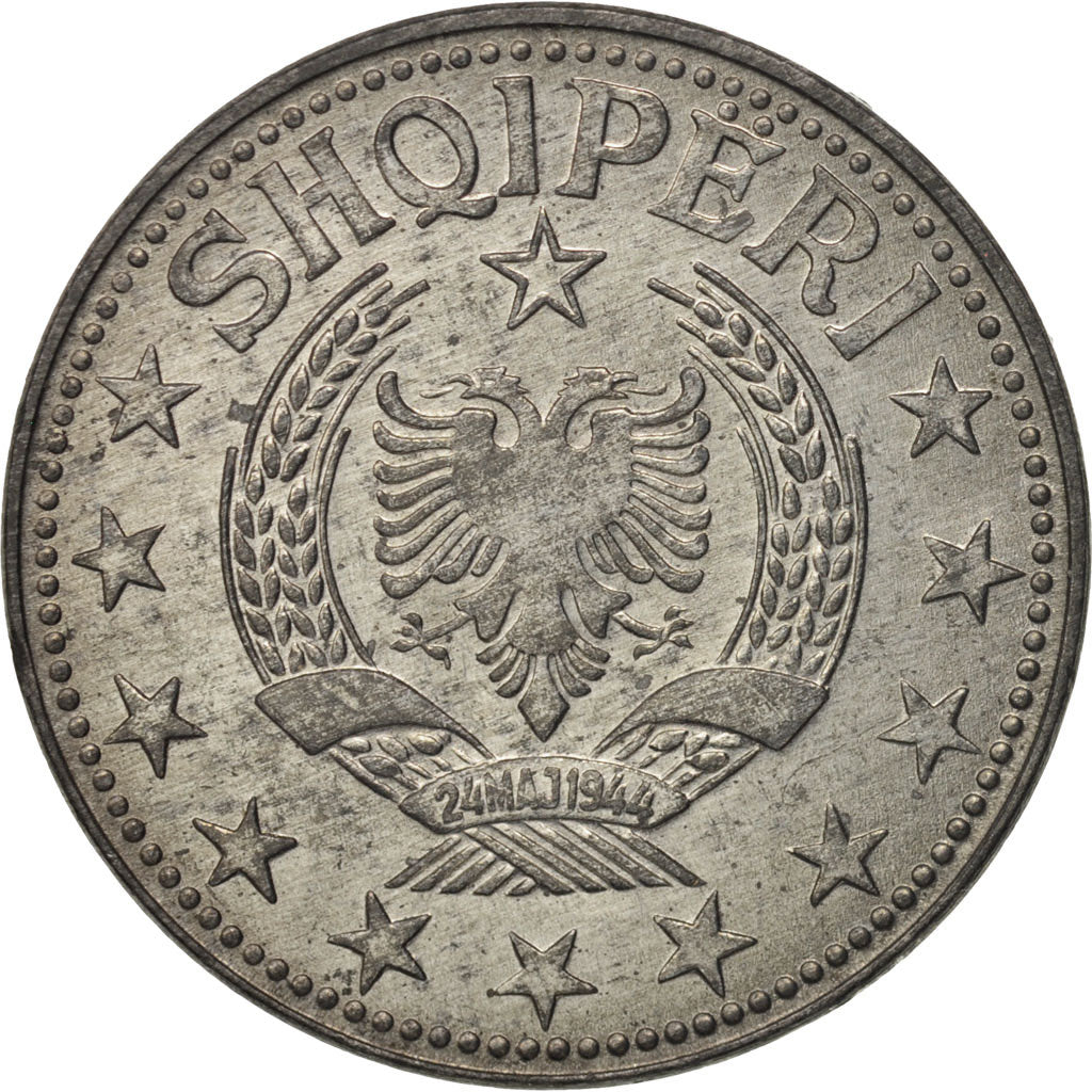Albania, 5 Lekë, 1957, Zinc, KM:38