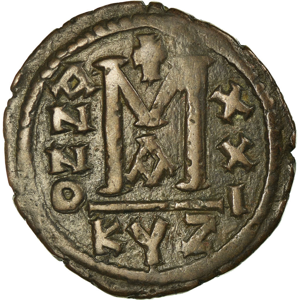 Moneta, Justinian I, Follis, 548-549, Kyzikos, BB, Rame, Sear:207