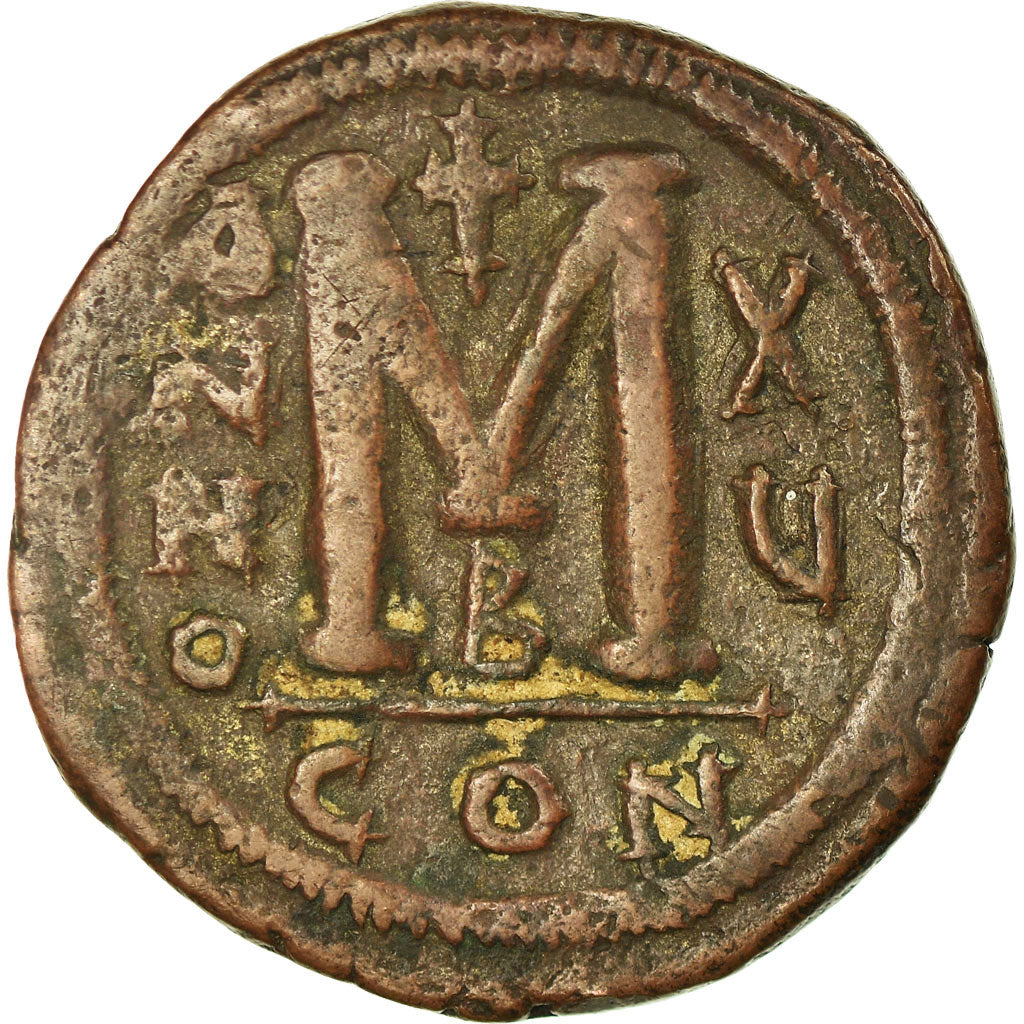 Monnaie, Justinien I, Follis, 541-542, Constantinople, TB+, Cuivre, Sear:163