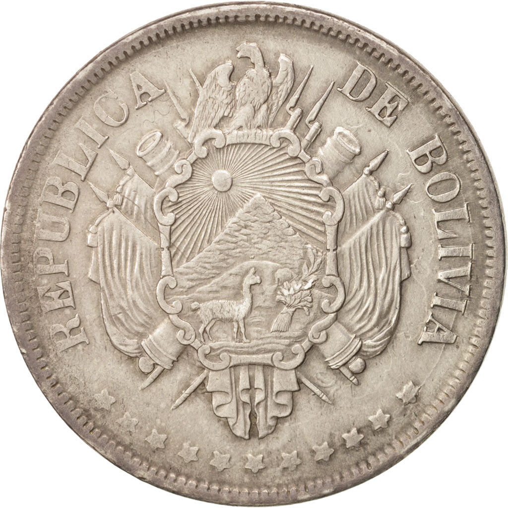 Coin, Bolivia, Boliviano, 1871, AU(50-53), Silver, KM:155.3