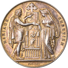 France, Medal, Religion, Mariage Chrétien, Pingret, AU(55-58), Silver