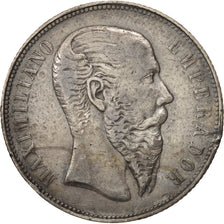 Munten, Mexico, Maximilian, 50 Centavos, 1866, Mexico City, FR+, Zilver, KM:387