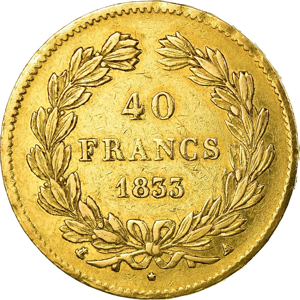 Moneta, Francia, Louis-Philippe, 40 Francs, 1833, Paris, BB, Oro, KM:747.1