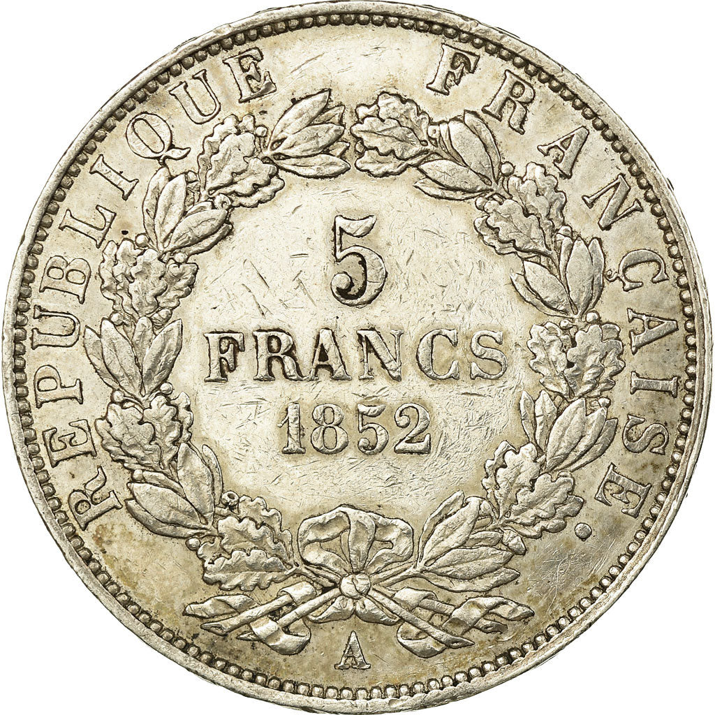 Coin, France, Napoléon III, 5 Francs, 1852, Paris, EF(40-45), Silver, KM:773.1
