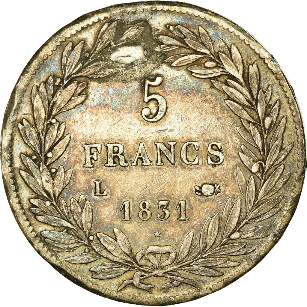 Coin, France, Louis-Philippe, 5 Francs, 1831, Bayonne, EF(40-45), Silver