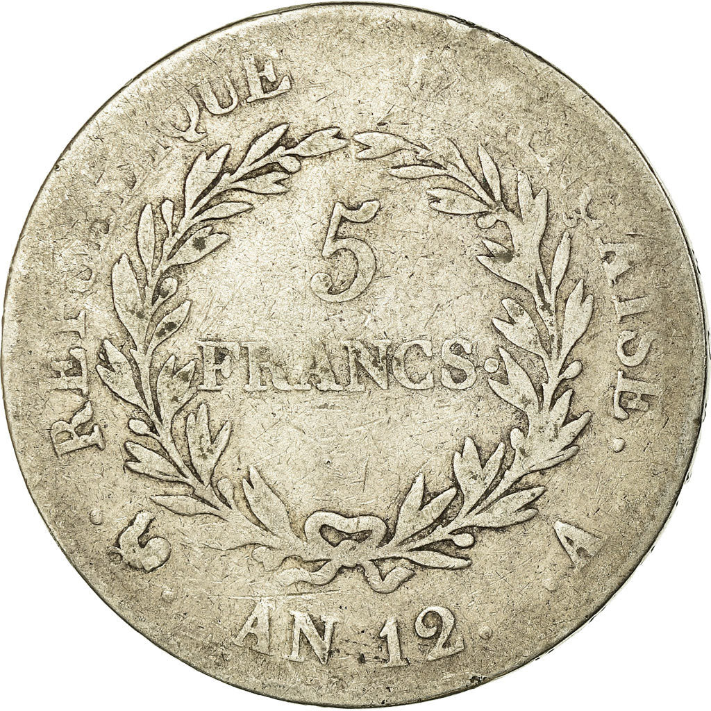 Coin, France, Napoléon I, 5 Francs, An 12 (1804), Paris, VF(20-25), Silver