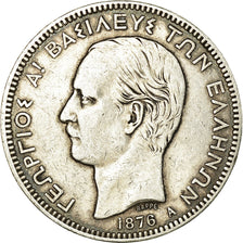 Coin, Greece, George I, 5 Drachmai, 1876, Paris, EF(40-45), Silver, KM:46