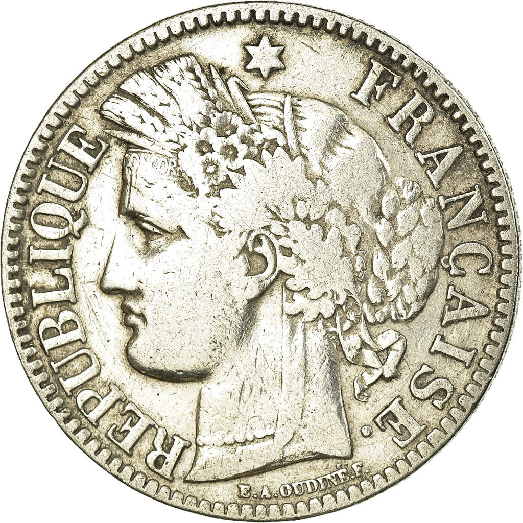 Coin, France, Cérès, 2 Francs, 1871, Bordeaux, VF(20-25), Silver, KM:816.2
