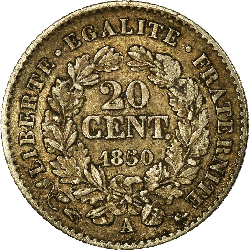 Munten, Frankrijk, Cérès, 20 Centimes, 1850, Paris, ZF, Zilver, KM:758.1