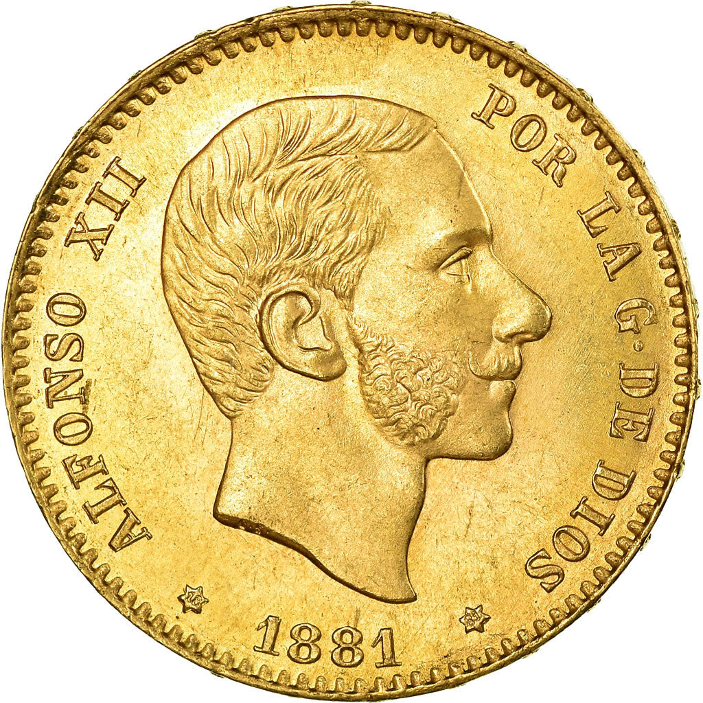 Moneda, España, Alfonso XII, 25 Pesetas, 1881, Madrid, EBC+, Oro, KM:687