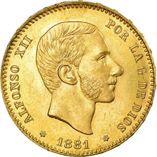 Moneda, España, Alfonso XII, 25 Pesetas, 1881, Madrid, EBC+, Oro, KM:687