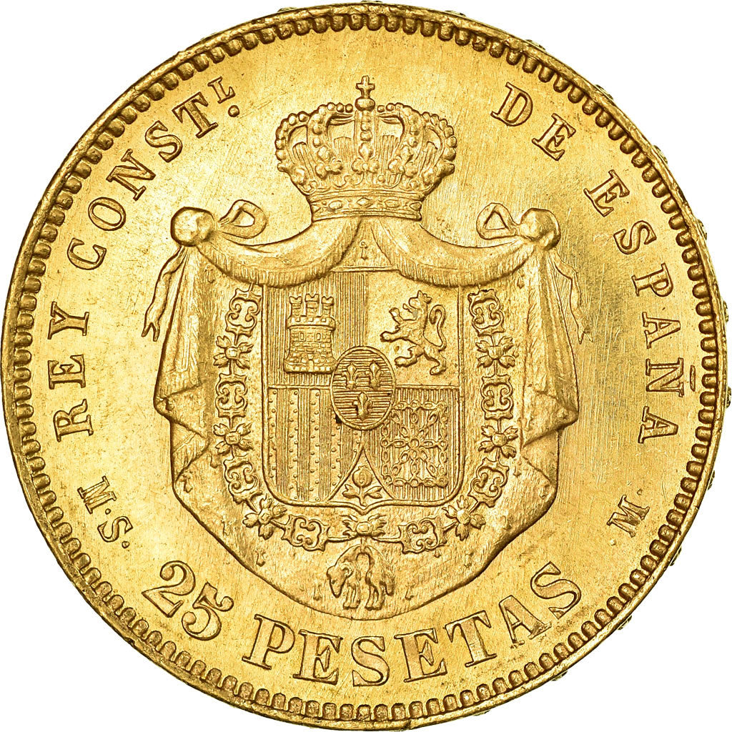 Moneda, España, Alfonso XII, 25 Pesetas, 1881, Madrid, EBC+, Oro, KM:687