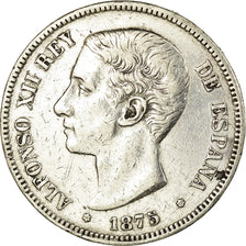 Coin, Spain, Alfonso XII, 5 Pesetas, 1875, Madrid, EF(40-45), Silver, KM:671