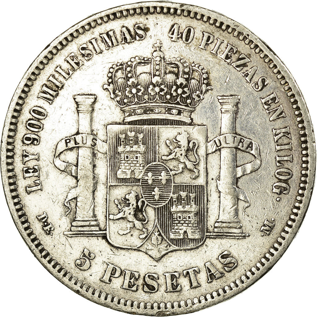 Coin, Spain, Alfonso XII, 5 Pesetas, 1875, Madrid, EF(40-45), Silver, KM:671