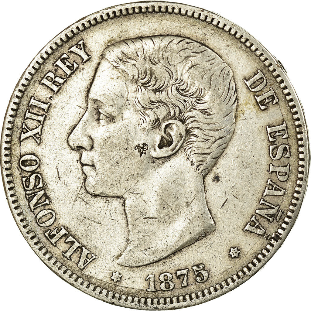 Monnaie, Espagne, Alfonso XII, 5 Pesetas, 1875, Madrid, TB+, Argent, KM:671