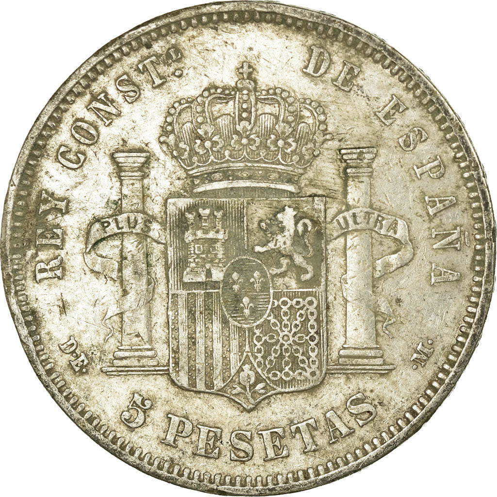 Coin, Spain, Alfonso XII, 5 Pesetas, 1877, Madrid, VF(30-35), Silver, KM:676