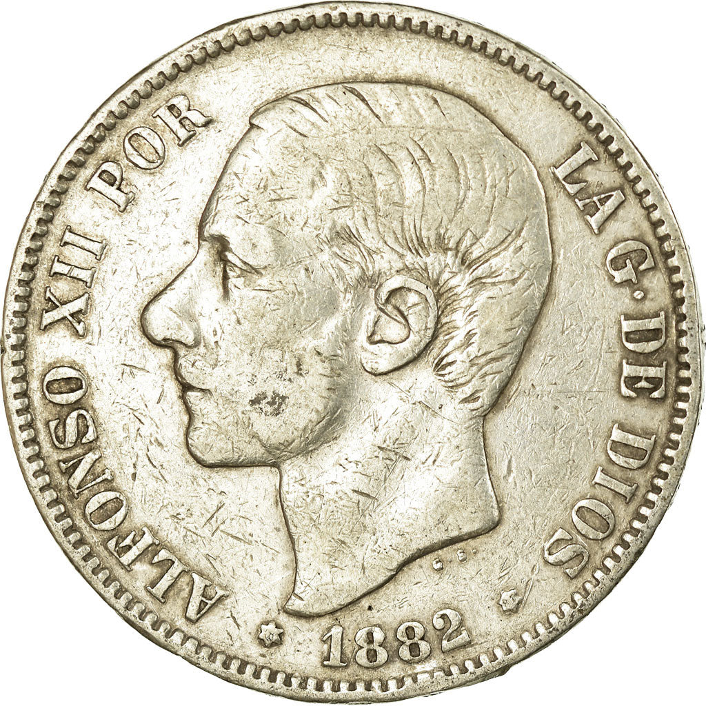 Monnaie, Espagne, Alfonso XII, 5 Pesetas, 1882, Madrid, TB+, Argent, KM:688