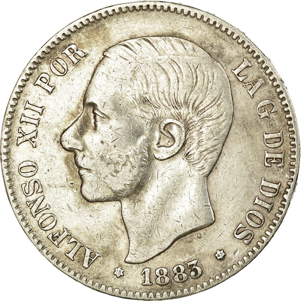 Monnaie, Espagne, Alfonso XII, 5 Pesetas, 1883, Madrid, TTB, Argent, KM:688