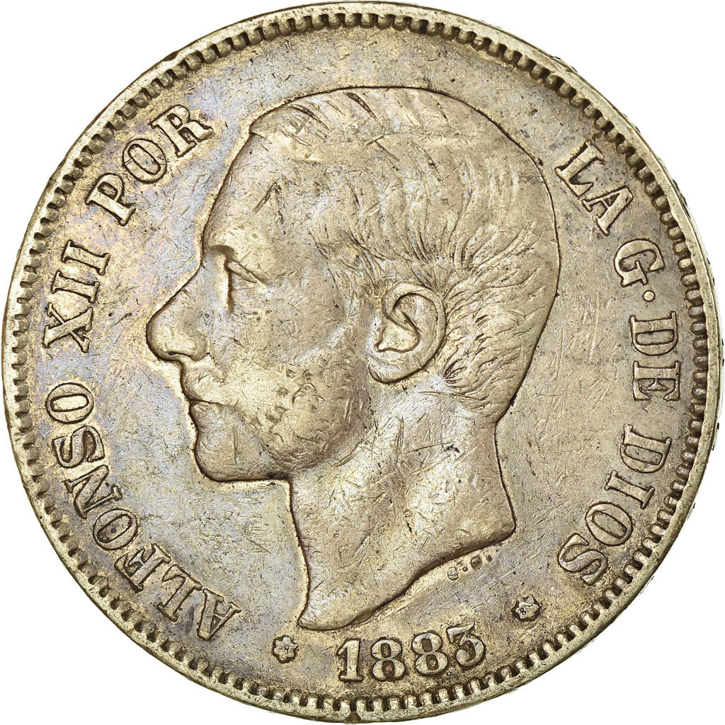 Coin, Spain, Alfonso XII, 5 Pesetas, 1883, Madrid, EF(40-45), Silver, KM:688