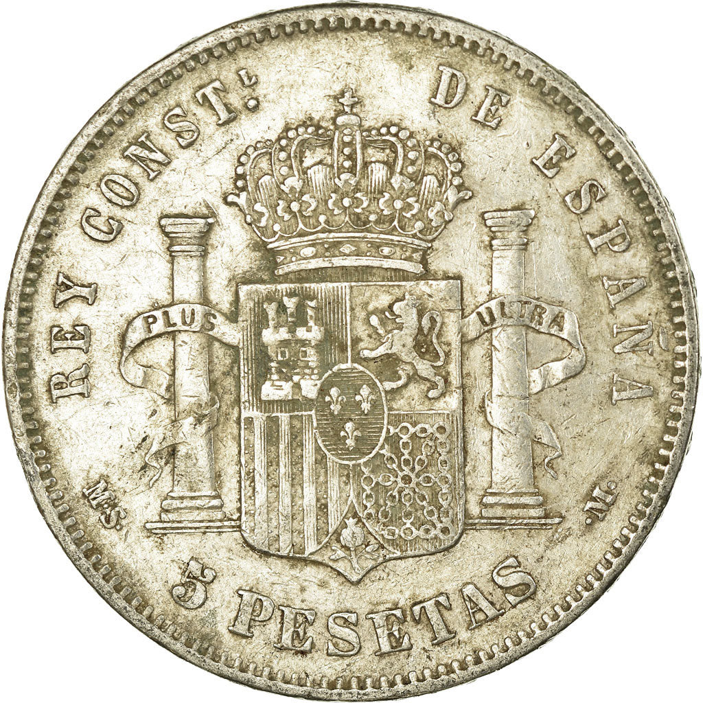 Coin, Spain, Alfonso XII, 5 Pesetas, 1885 (87), Madrid, VF(30-35), Silver