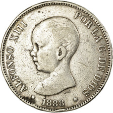 Coin, Spain, Alfonso XIII, 5 Pesetas, 1888, Madrid, VF(30-35), Silver, KM:689