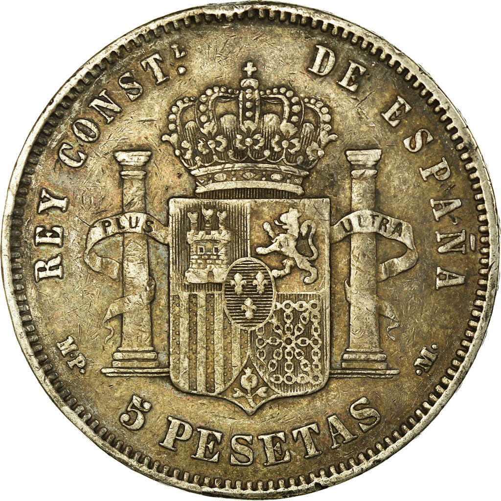 Coin, Spain, Alfonso XIII, 5 Pesetas, 1889, Madrid, EF(40-45), Silver, KM:689