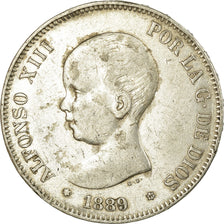 Monnaie, Espagne, Alfonso XIII, 5 Pesetas, 1889, Madrid, TTB, Argent, KM:689