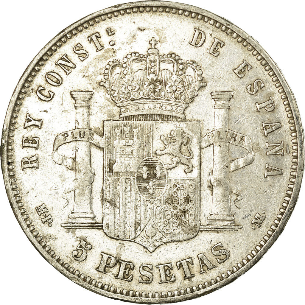 Monnaie, Espagne, Alfonso XIII, 5 Pesetas, 1889, Madrid, TTB, Argent, KM:689