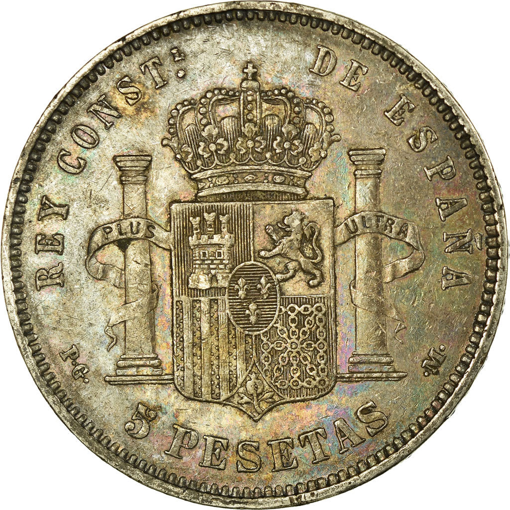 Coin, Spain, Alfonso XIII, 5 Pesetas, 1891, Madrid, EF(40-45), Silver, KM:689