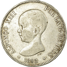 Coin, Spain, Alfonso XIII, 5 Pesetas, 1892, Madrid, VF(30-35), Silver, KM:700
