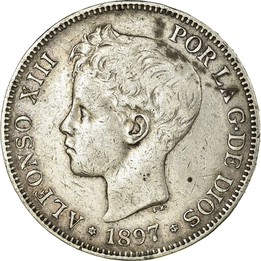 Monnaie, Espagne, Alfonso XIII, 5 Pesetas, 1897, Madrid, TTB, Argent, KM:707