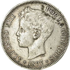 Monnaie, Espagne, Alfonso XIII, 5 Pesetas, 1897, Madrid, TTB, Argent, KM:707
