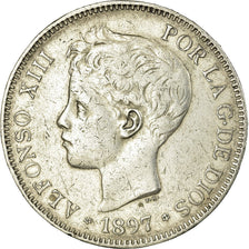 Münze, Spanien, Alfonso XIII, 5 Pesetas, 1897, Madrid, S+, Silber, KM:707