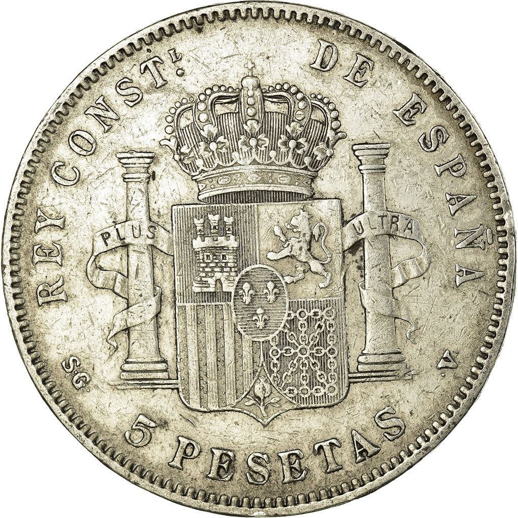Münze, Spanien, Alfonso XIII, 5 Pesetas, 1897, Madrid, S+, Silber, KM:707