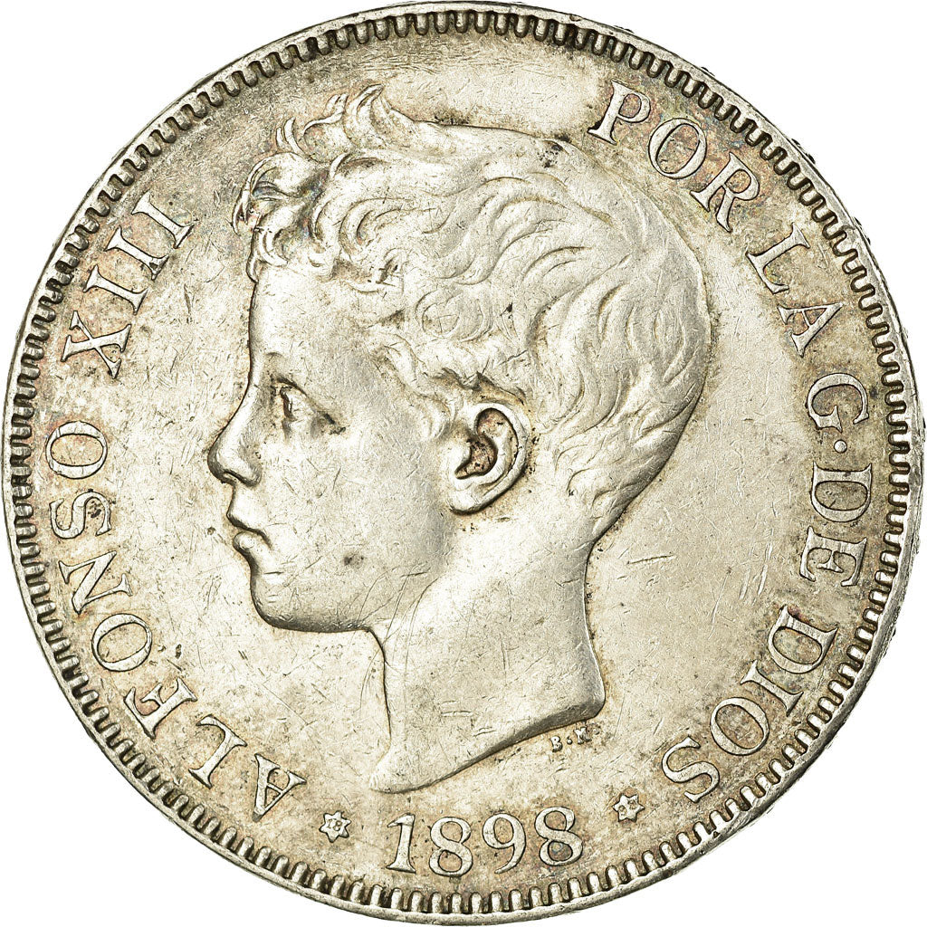 Coin, Spain, Alfonso XIII, 5 Pesetas, 1898, Madrid, EF(40-45), Silver, KM:707
