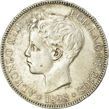 Coin, Spain, Alfonso XIII, 5 Pesetas, 1898, Madrid, EF(40-45), Silver, KM:707